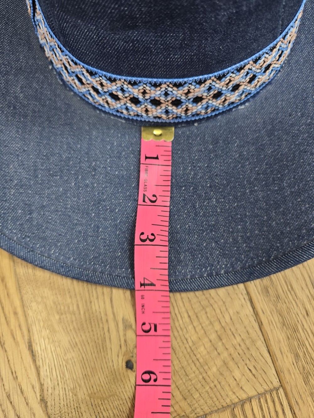Vintage Youngan Blue Denim Cowboy Hat with Embroidered Band - Picture 11 of 11